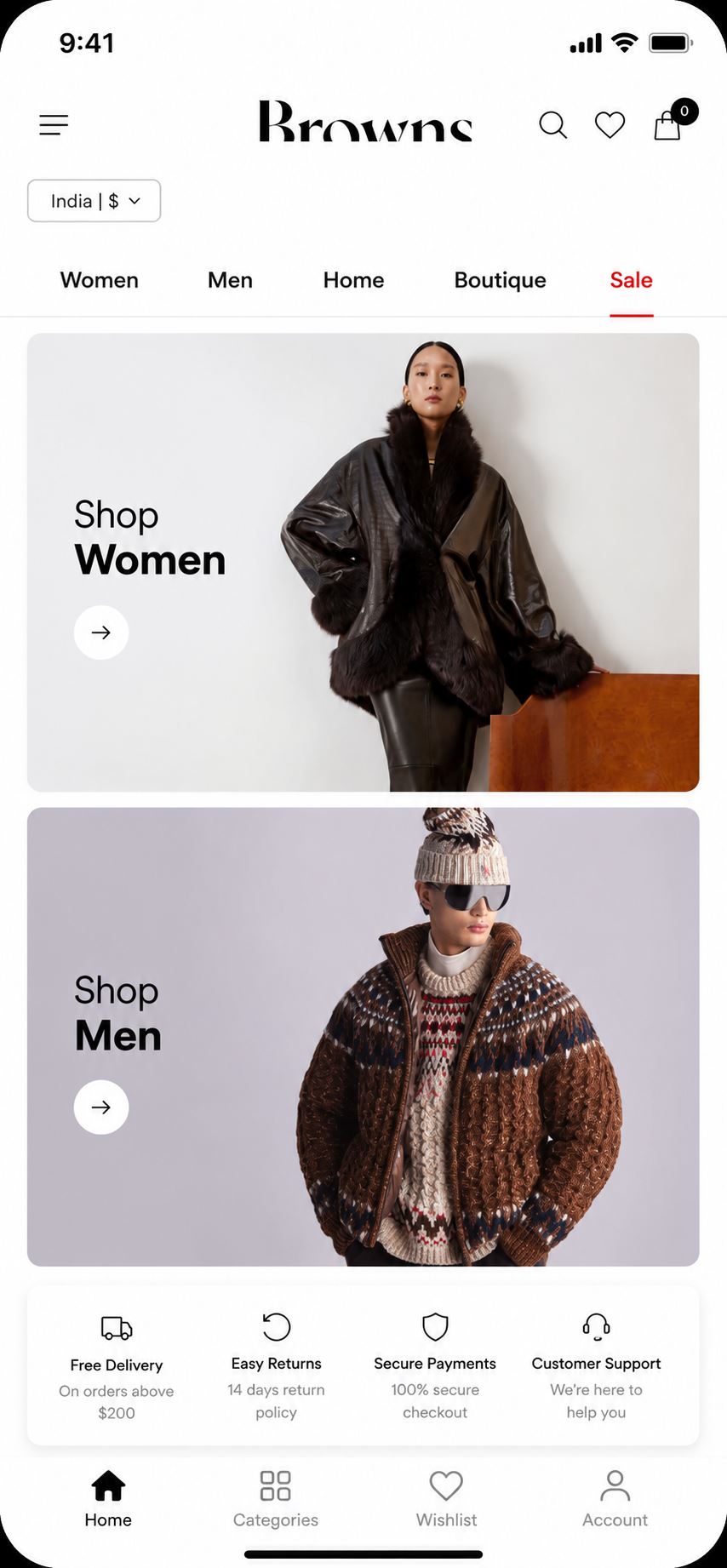 Browns E-Commerce UI